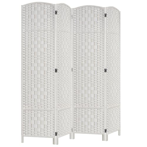 Rose Home Fashion 6 ft Tall Room Divider, Room Dividers and Folding Privacy Screens, 15.7in Privacy Screen 4 Panel Partition Temporary Wall Separation for Private, White Rose Home Fashion