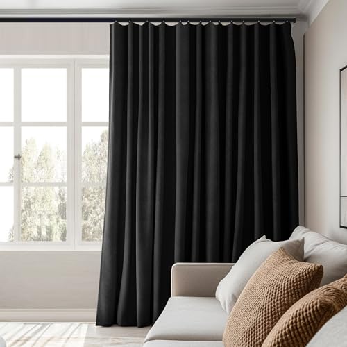 MaKefeile Room Divider Curtains Total Blackout Privacy Curtain Panel Room Thermal Insulated Noise Reduction Curtains for Bedroom Window Living Room Ceiling Track Curtain W 8.3 ft × H 7 ft Black MaKefeile