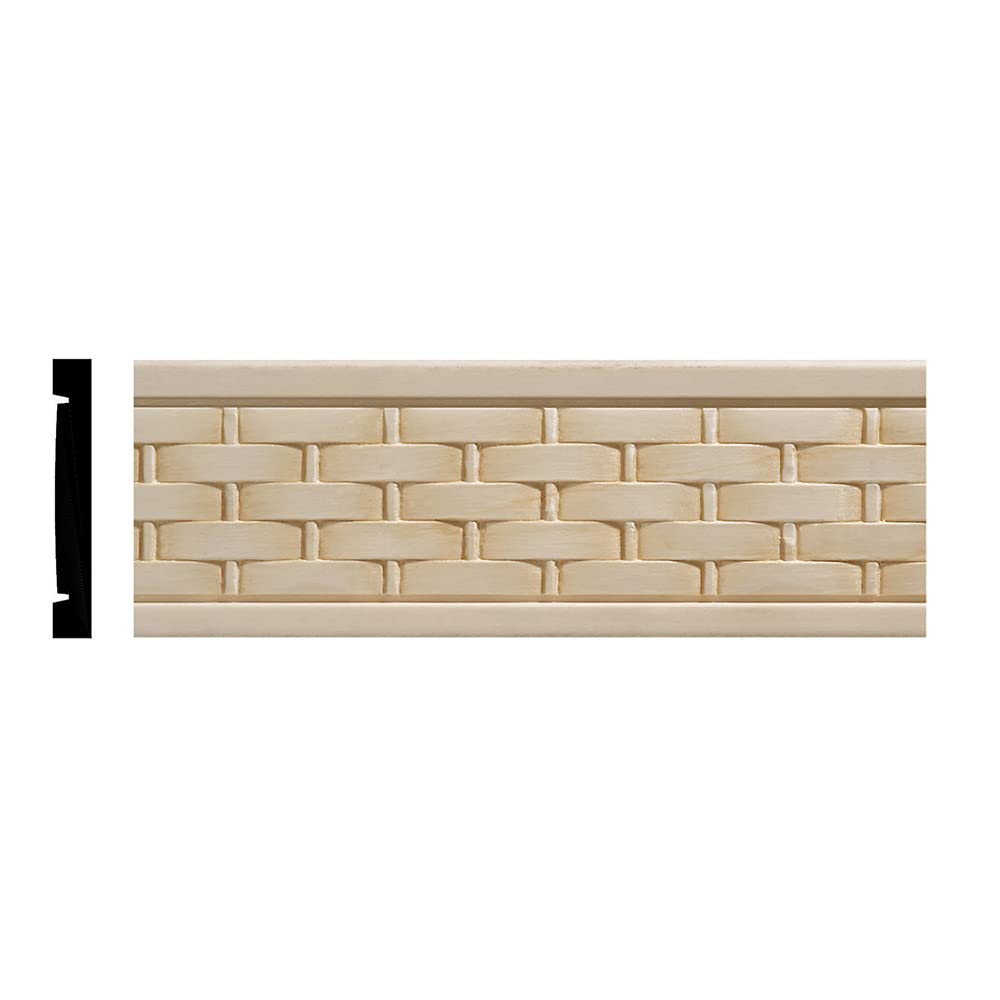 990-4WHW Unfinished White Hardwood Basketweave Embossed Chair Rail Moulding ORNAMENTAL