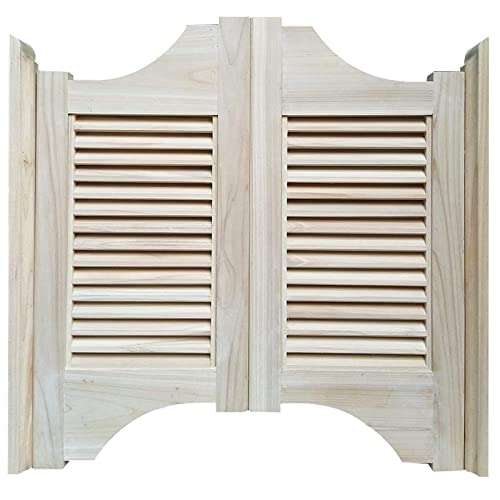 Café Swing Door,Unfinished Louvered Café Interior Swing Solid Wood Door,Hardwood Cafe Doors Includes Hinges,Self Closing Saloon Swing Swinging Door,for Terrace Emporium,Custom (W 41 x H 32in) FENGSHOUU