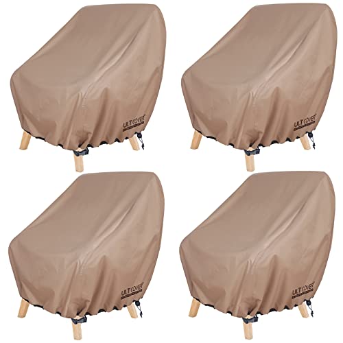 ULTCOVER Waterproof Patio Chair Cover – Outdoor Lounge Deep Seat Single Lawn Chair Cover 4 Pack Fits Up to 28W x 30D x 32H inches ULTCOVER