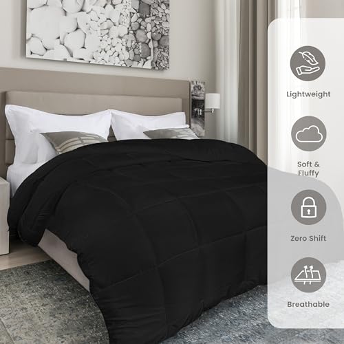 Utopia Bedding Comforters King Size, All Season Duvet Insert, Down Alternative Box Stitched Bed Comforter with Corner Tabs, Machine Washable (Black) Utopia Bedding