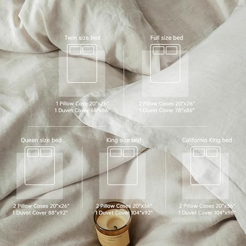 Simple&Opulence 100% Linen Duvet Cover Set, Natural French Flax Duvet Cover Twin Size, Breathable Soft Comfy Linen Bedding Comforter Cover with 1 Pillowcase (68"x86") Simple&Opulence