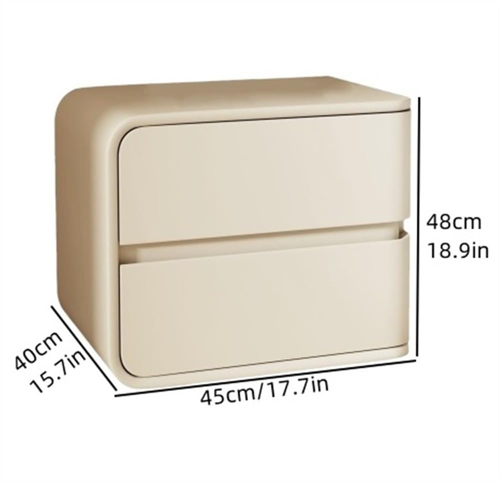 ROPSHTSF Bedside Table, Modern and Simple, Solid Wood Bedside Table, Bedroom Home Use, Free Installation, Cream Style Leather Bedside Table, Luxury Night Stand with 2 Drawer(Pink White,Right) ROPSHTSF