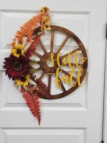 Unfinished Wood Wagon Wheel Shape | Rustic Farmhouse | DIY Craft Cutout | Up to 24" 24" / 1/8" 24 Hour Crafts