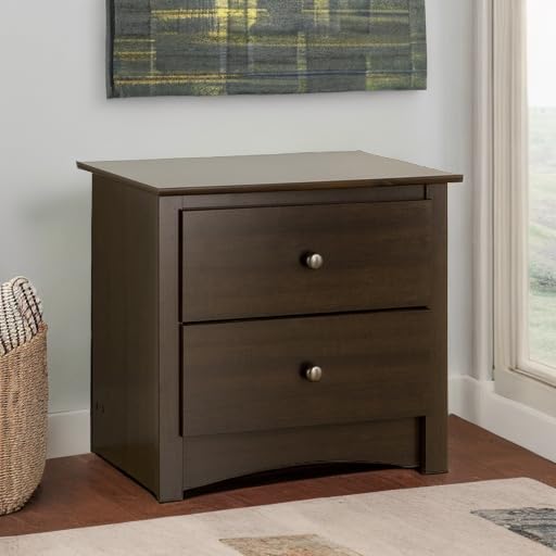 Prepac Sonoma Traditional Nightstand Side Table with 2 Drawers, Functional 2-Drawer Bedside Table 16" D x 23.25" W x 21.75" H, Espresso, EDC-2422 Prepac
