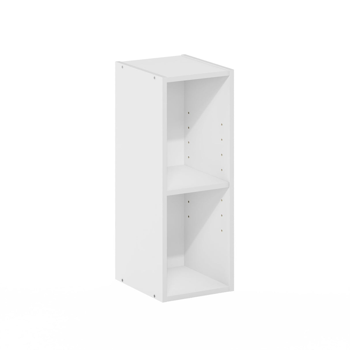 Furinno Fulda Book Shelf, 2-Tier Narrow Bookshelf, Bookcase with 8-in Width Storage Shelf, 9.3 x 7.9 x 21.2, for Living Room, Bedroom, Home Office, White Furinno