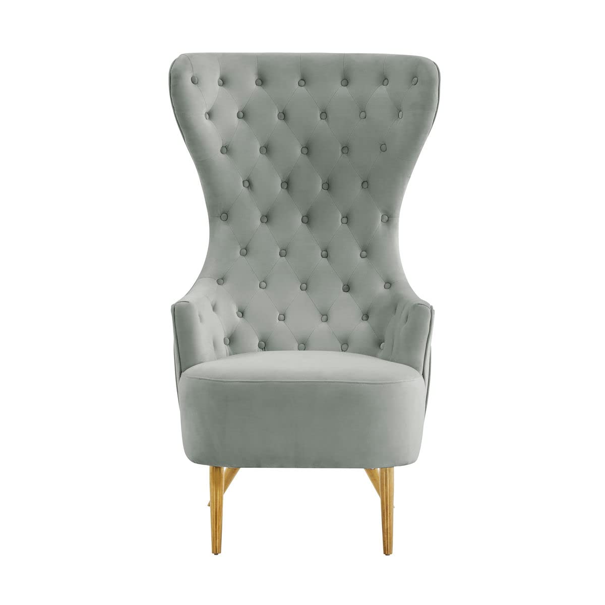 TOV Furniture Jezebel 19.7" Modern Velvet and Plywood Wingback Chair in Gray WoodArtSupply
