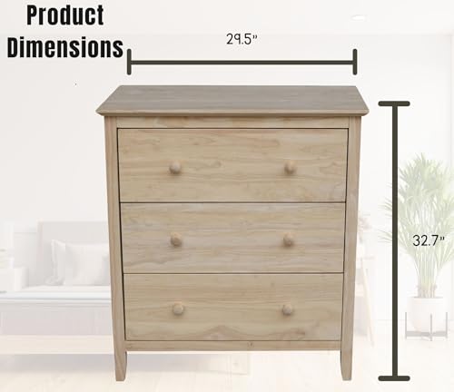 International Concepts Dresser with 3 Drawers, Unfinished IC International Concepts