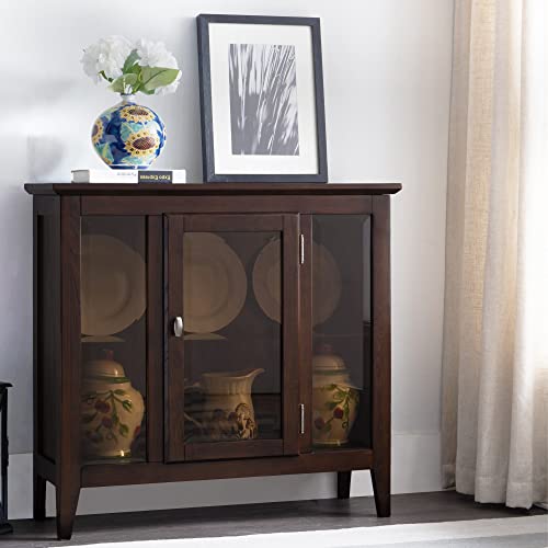 Leick Furniture Entryway Curio Cabinet with Interior Light, Chocolate Oak Leick Home