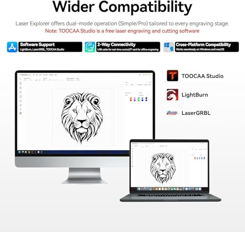 TOOCAA Enclosed Laser Engraver Machine,Professional Software, 22" x 22" Bed Size,20W (20000mW) Laser Cutter and Lazer Engraving Machines for Tumblers Wood Metal Acrylic TOOCAA