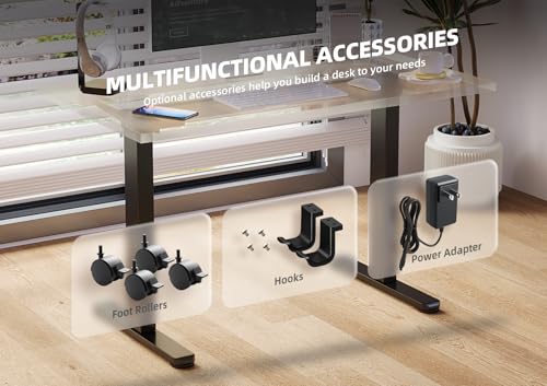 Claiks Dual Motor Standing Desk Frame, Electric Stand Up Desk Legs Frame Workstation Up to 63",T-Shaped Adjustable Standing Computer Desk for Home and Office, (Black Frame only) Claiks
