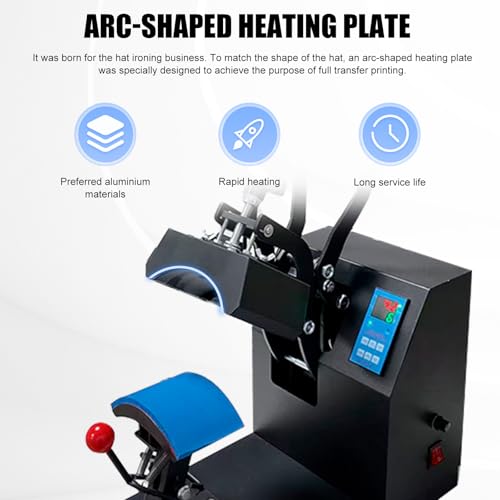 VHLVHL Hat Press Machine - Heat Press Machine for Caps, Dual Platens with Cap Stretcher, Precise Digital Temperature & Timer Control for Heat Transfer Vinyl and Sublimation VHLVHL