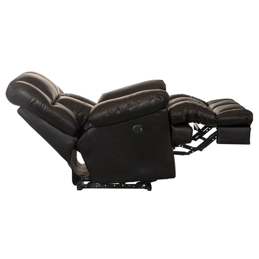 Catnapper Boyd Power Lay Flat Chaise Recliner in Brown Top Grain Italian Leather Catnapper