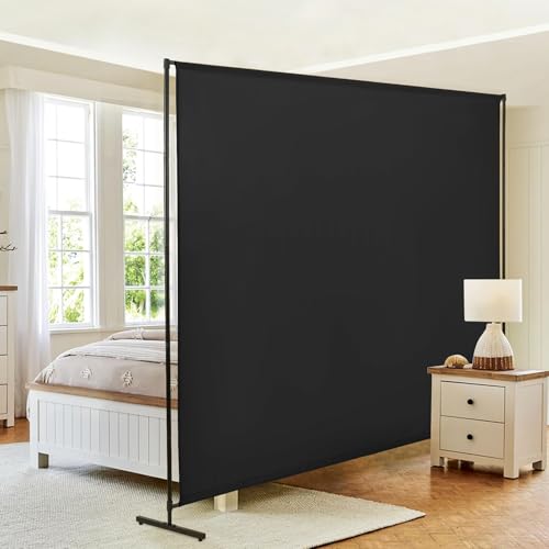 Room Divider Single Panel, 71''W x 71''H Height Adjustable Large Room Divider Panel for Office, Fabric Portable Privacy Screen Wall Divider for Room Separation, Black Freestanding Partition Separators JAUZVIL