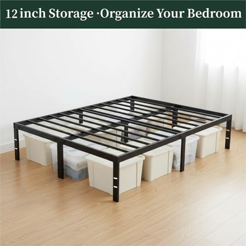 Queen Size Bed Frame, 14 Inch Metal Platform Bed Frames with Heavy Duty Steel Slat Support, No Box Spring Needed, Easy Assembly, Under Bed Storage SageNest