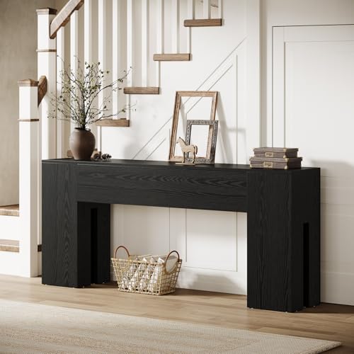 Tribesigns 71-Inch Long Console Table for Entryway, Farmhouse Sofa Console Behind Couch, Entry Table for Hallway, Foyer, Living Room, Black Tribesigns