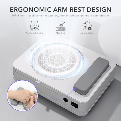 Aokitec Nail Dust Collector with Reusable Filters, Powerful Nail Vacuum Fan with Disposable Filter Cotton Dual-use Electric Dust Collection Machine Aokitec