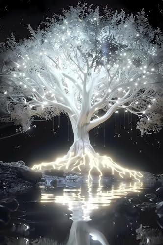 CUEAEAD Diamond Painting Kits for Adults The Glowing White Tree of Life Diamond Art Kits for 5D Tree Gem Art Kits for Adult DIY Crafts Kits for Home Wall Decor Gifts 16x24 inch CUEAEAD