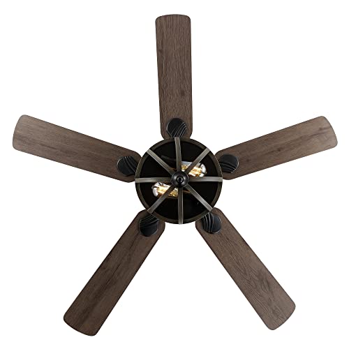 JONATHAN Y JYL9613A Jasper Farmhouse Industrial Iron Dome Shade LED Ceiling Fan with Remote, for Bedroom, Living Room, Dining Room 52" 2 Light, Black JONATHAN Y
