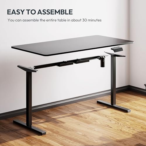 SANODESK Single Motor 2 Stage Electric Height Adjustable Standing Desk Frame Heavy Duty 176lbs Load Capacity for Home Office (Black Frame Only) SANODESK