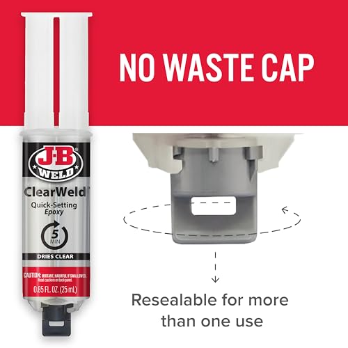 J-B Weld ClearWeld 5 Minute Epoxy, Clear, Syringe, 2 Pack, 50112-2 J-B Weld