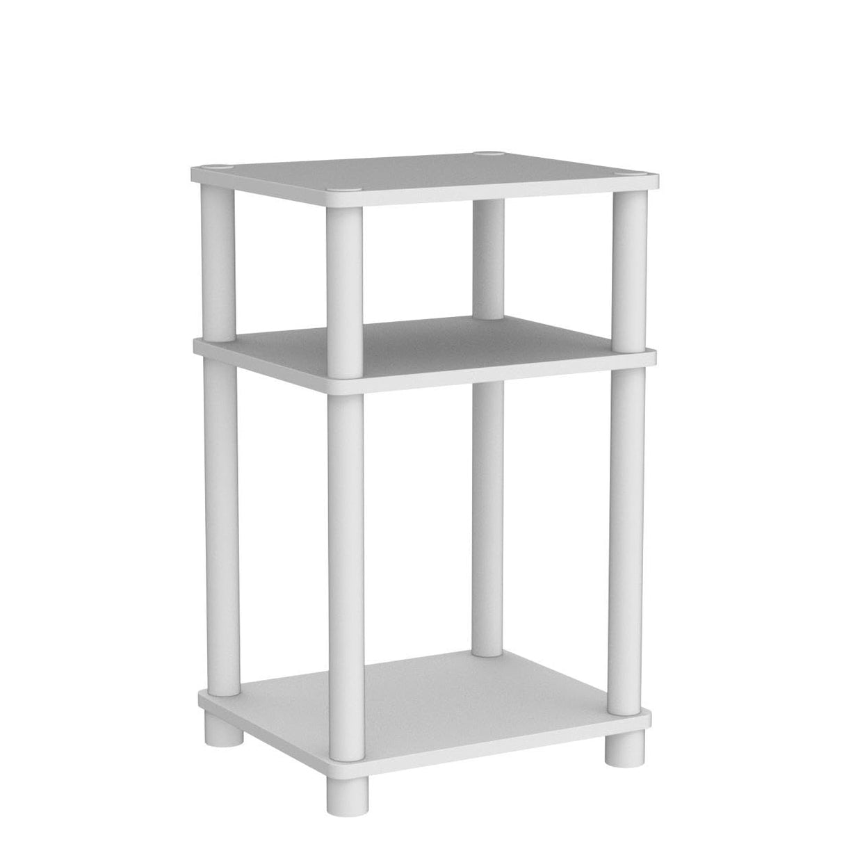Furinno Just 3-Tier Turn-N-Tube End Table / Side Table / Night Stand / Bedside Table with Plastic Poles, 2-Pack, White/White Furinno