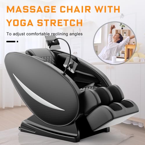 Full Body Massage Chair Recliner with Zero Gravity,Heat Therapy & Air Compression for Back, Neck, Legs, Shoulder, Arms, Calves, Bluetooth, Adjustable, for Home/Office Use, Ideal Wellness Gift, Black GDFStudio