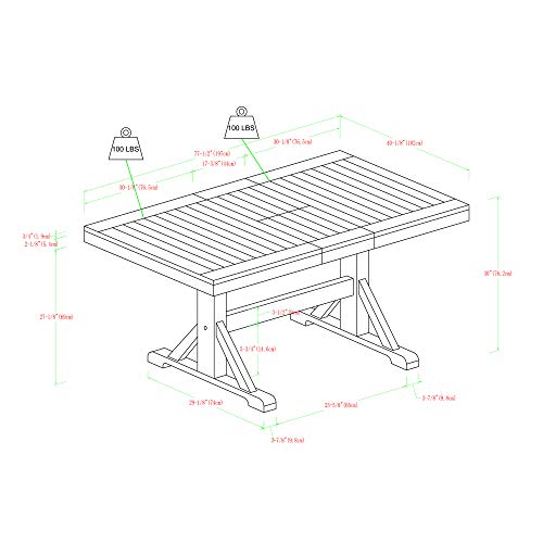 Walker Edison 6 to 8 Person Wood Modern Farmhouse Expandable Dining Room Table with Leaf Kitchen Dining Chairs, 60 Inch, Antique Black Walker Edison