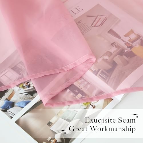 NICETOWN Decorative Pink Bed Canopies & Drapes for Kids Room - Voile Sheer Toddler Bed Canopy Curtain Scarf Valance DIY for Bedroom, 1 Panel, W114 x L180