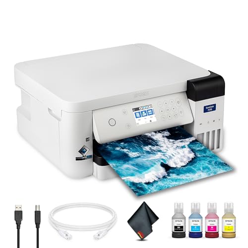 EPSON SureColor F170 Dye-Sublimation Printer (C11CJ80201) Bundle with Ethernet Cable, USB Cable, Fiber Cloth