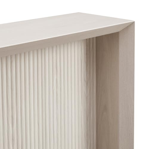 Henn&Hart 56" Fluted Wooden Rectangular Console Table Ribbed Entryway Table, Sofa Table for Entryway, Living Room, Couch, Hallway, or Office, Beech White Henn&Hart