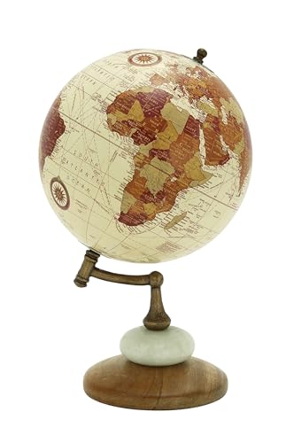 Deco 79 Contemporary Mango Wood Globe Globe, 8" x 8" x 14", Cream Deco 79