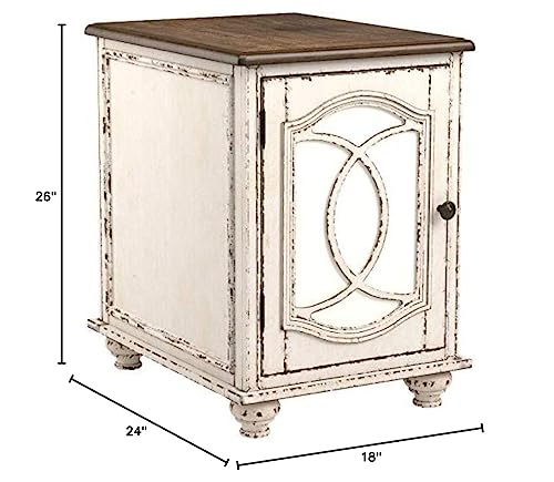 Signature Design by Ashley - Realyn Chairside End Table, White/Brown Wood Signature Design by Ashley
