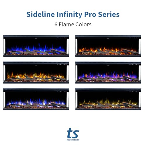 Touchstone Sideline Infinity Pro 3-Sided Smart 60" WiFi-Enabled Electric Fireplace - 80046 - Built-in - 6 Realistic Flame Colors- 13-Color Down Lighting- Crackle Sound- 1,500W Heater Touchstone