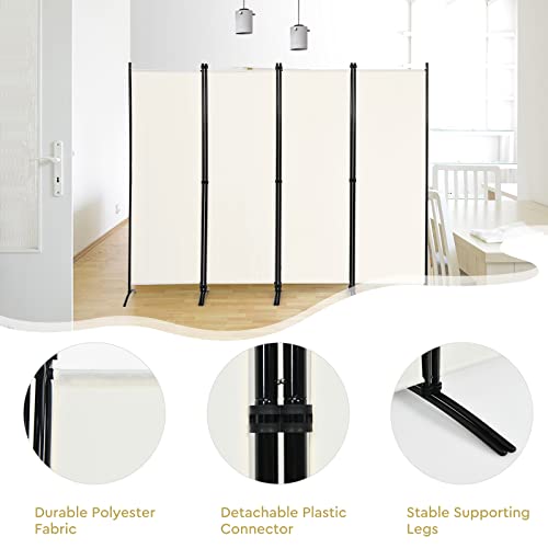 Giantex 5.6 Ft Tall 4 Panel Room Divider White, Lightweight Portable Folding Privacy Screen, Freestanding Partition Wall Divider and Separator for Bedroom Home Office Apartment Studio Giantex