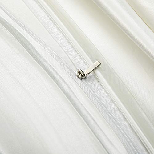 P Pothuiny 5 Pieces Satin Duvet Cover Full/Queen Size Set, Luxury Silky Like Ivory White Duvet Cover Bedding Set with Zipper Closure, 1 Duvet Cover + 4 Pillow Cases (No Comforter) P Pothuiny