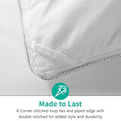 APSMILE Lightweight King Size Down Feather Fibers Comforter, Fluffy Duvet Insert for Warm/Hot Sleepers - Ultra-Soft High Fill-Power Hotel Collection Comforter, 39 Oz Duvet Blanket(White, 106"x90") APSMILE
