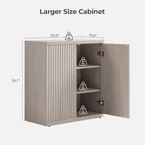 SICOTAS Buffet Cabinet with Storage Accent Sideboard Modern Credenza with Doors & Shelves Fluted Media Console Mid Century Coffee Bar Table for Living Room Kitchen Dining Room Hallway(2PCS) SICOTAS