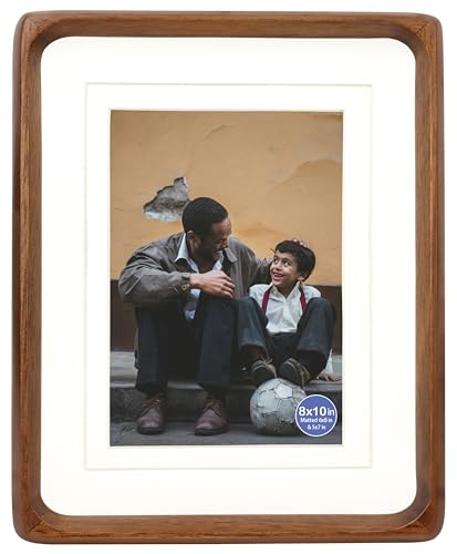 XKIILH 8x10 Picture Frames Walnut Solid Wood with Real Glass Vertical Horizontal Standing Display Photos 5x7/6x8 with Mat or 8x10 Without Mat Lovely Gift for Desk Tabletop Wall Mount H10 XKIILH