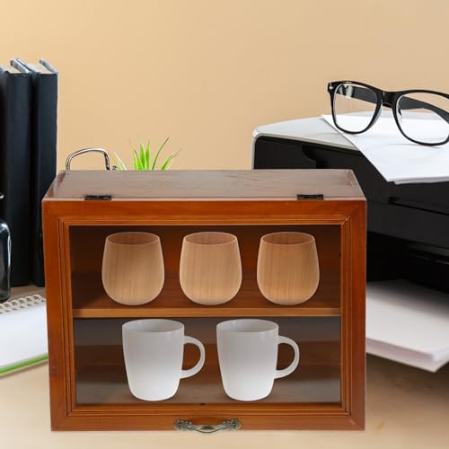 Shadow Box Small Curio Cabinet: Wooden Display Shelves Deep Memory Box Display Case Cabinet Display Shelf for Collectibles Keepsake Coins Medals Pins Cabilock