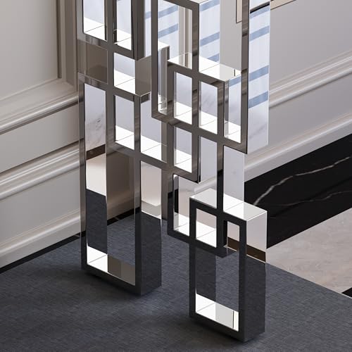 AUZ 55" White and Silver Console Table, Luxury Living Room Sofa Table, Modern Rectangle Console Table for Entryway, Living Room, Office, Foyer, Front Hall, Hallway AUZ