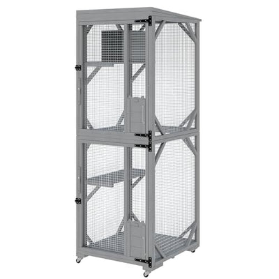 Outdoor Cats House with 4 Wheels, Walk-in Cat Cage, Catio Outdoor Enclosure Extra Large