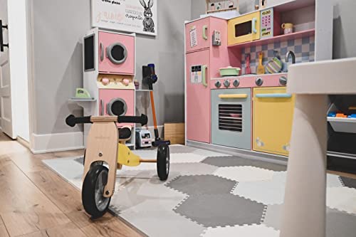 KidKraft Laundry Playset Children's Pretend Wooden Stacking Washer and Dryer Toy with Iron and Basket, Pastel, Gift for Ages 3+ KidKraft