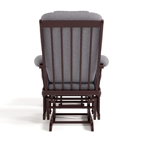 Storkcraft Tuscany Custom Glider and Ottoman with Free Lumbar Pillow (Espresso/Slate Gray Swirl) - Cleanable Upholstered Comfort Rocking Nursery Chair with Ottoman Storkcraft