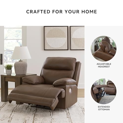 Signature Design by Ashley VonRyan Modern Zero Gravity Leather Match Power Recliner with Adjustable Headrest and USB Ports, Dark Brown Signature Design by Ashley