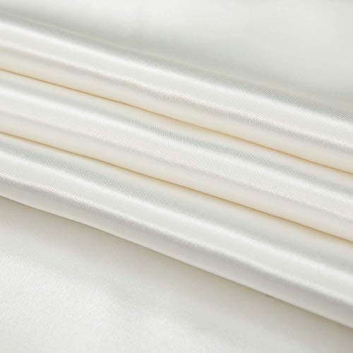 P Pothuiny 5 Pieces Satin Duvet Cover Full/Queen Size Set, Luxury Silky Like Ivory White Duvet Cover Bedding Set with Zipper Closure, 1 Duvet Cover + 4 Pillow Cases (No Comforter) P Pothuiny
