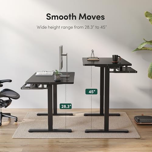 FEZIBO Standing Desk with Keyboard Tray, 63 × 24 Inches Electric Height Adjustable Desk, Sit Stand Up Desk, Computer Office Desk, Black FEZIBO