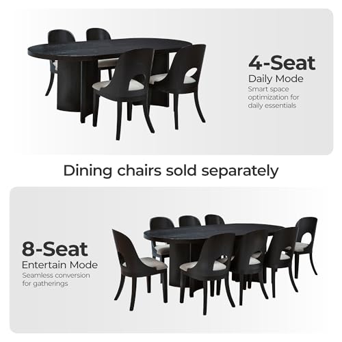 Signature Design by Ashley Rowanbeck Minimalist Dining Table for 8 People, Black Signature Design by Ashley