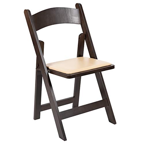 EMMA + OLIVER Chocolate Wood Folding Chair with Detachable Vinyl Padded Seat EMMA + OLIVER